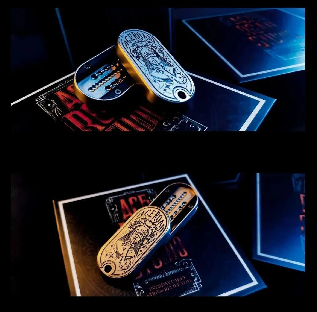 Answer Slider titanium fidget slider in hand for stress relief