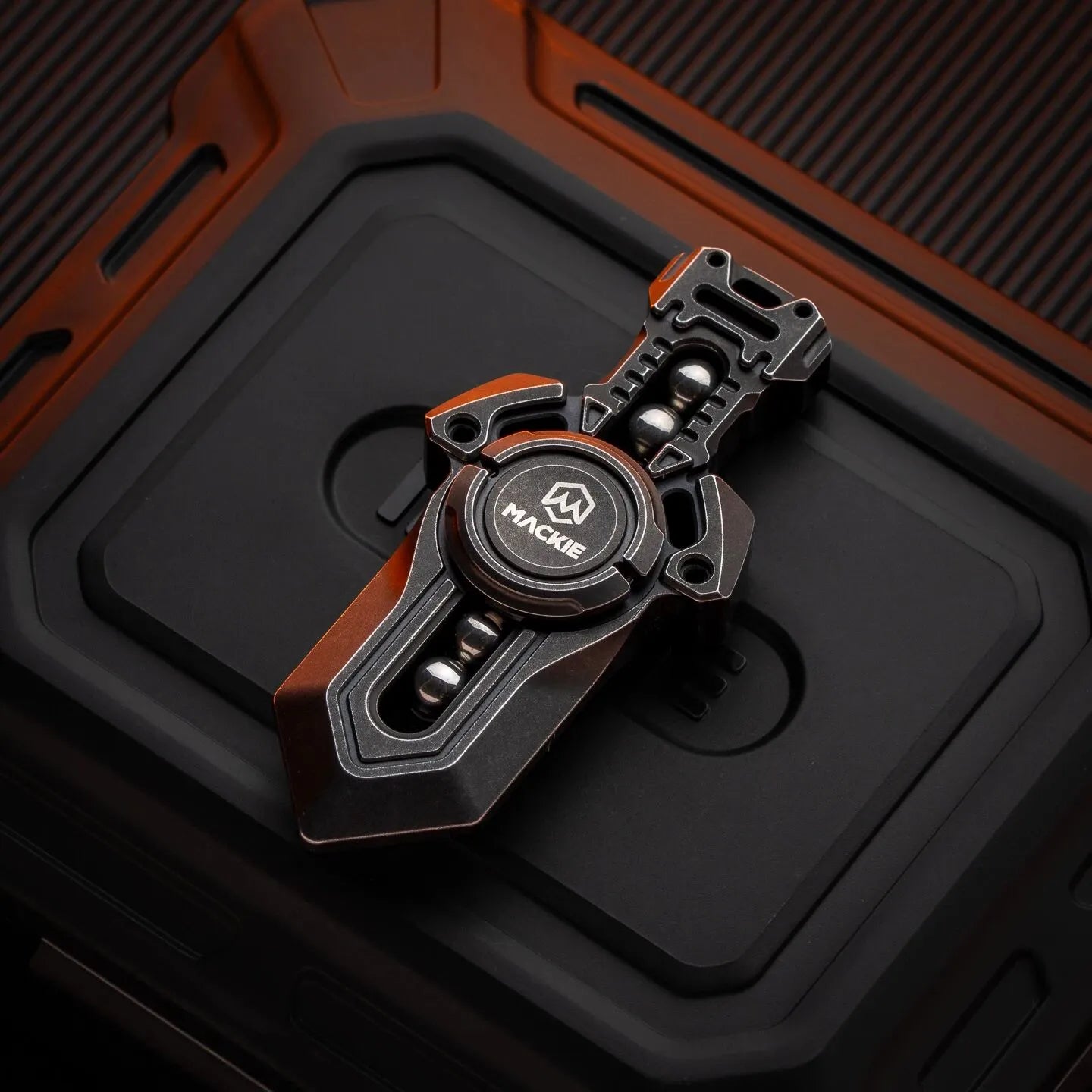 Asymmetric design of the Galatine Mini fidget spinner with premium titanium and zirconium