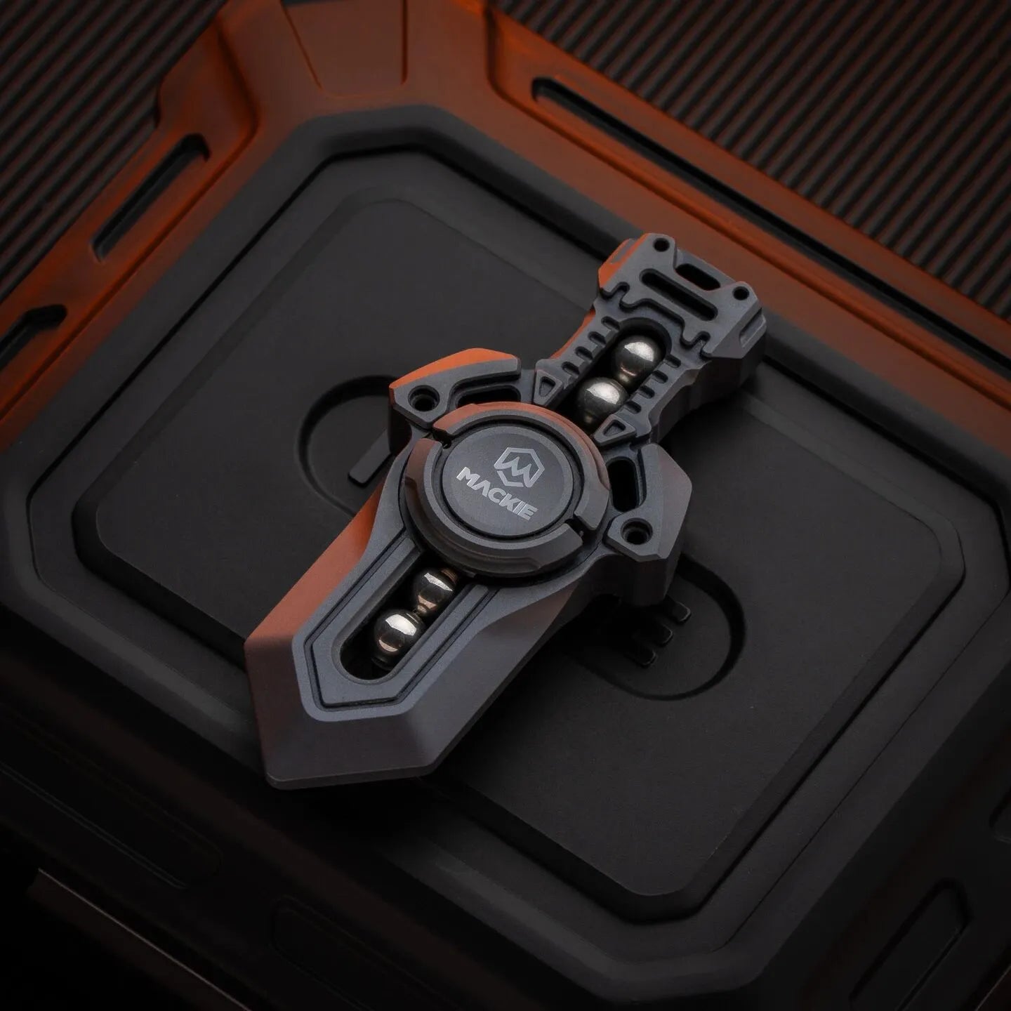 Asymmetric design of the Galatine Mini fidget spinner with premium titanium and zirconium