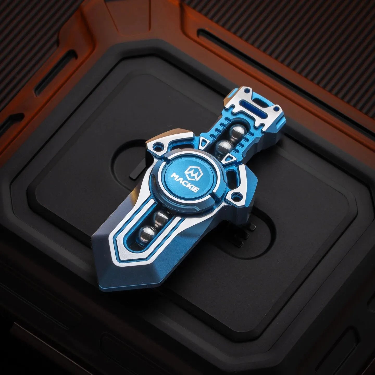 Asymmetric design of the Galatine Mini fidget spinner with premium titanium and zirconium