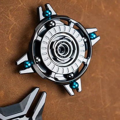 Manzala mechanical spinner rotating with colorful light trails