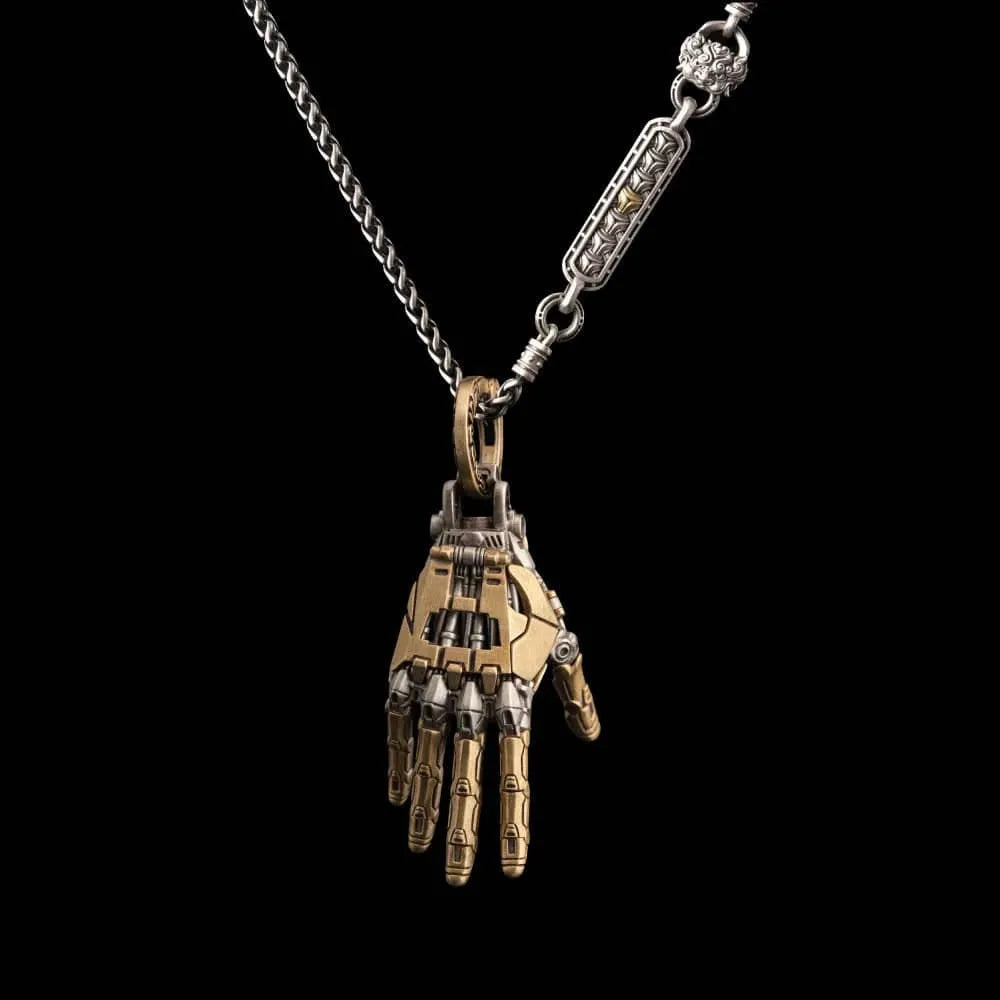 Articulated mechanical hand pendant right wearable EDC charm